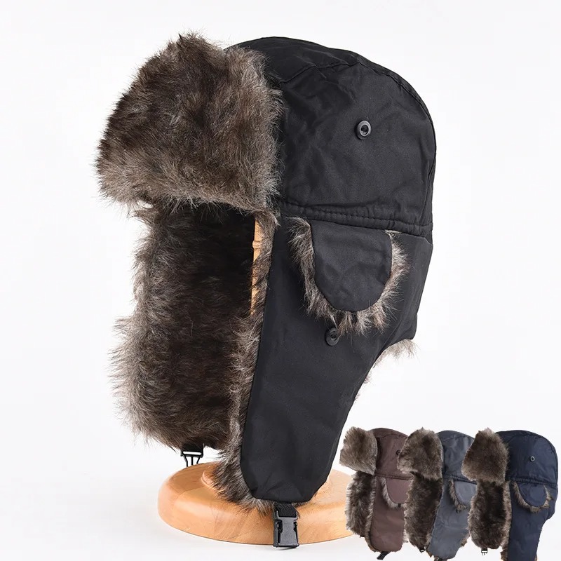 Winter Trapper Hat - メンズ冬用トラッパーハット、耳当て付き、防寒スキーハット、耳保護付きアウトドアスノーキャップ