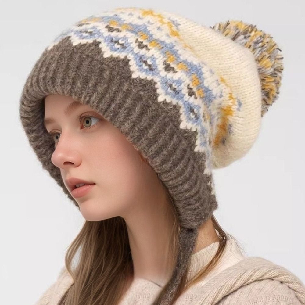 ファッションポンポン暖かい帽子防風ニットビーニーキャップ防寒 - Winter Trapper Hat のレビューと価格
